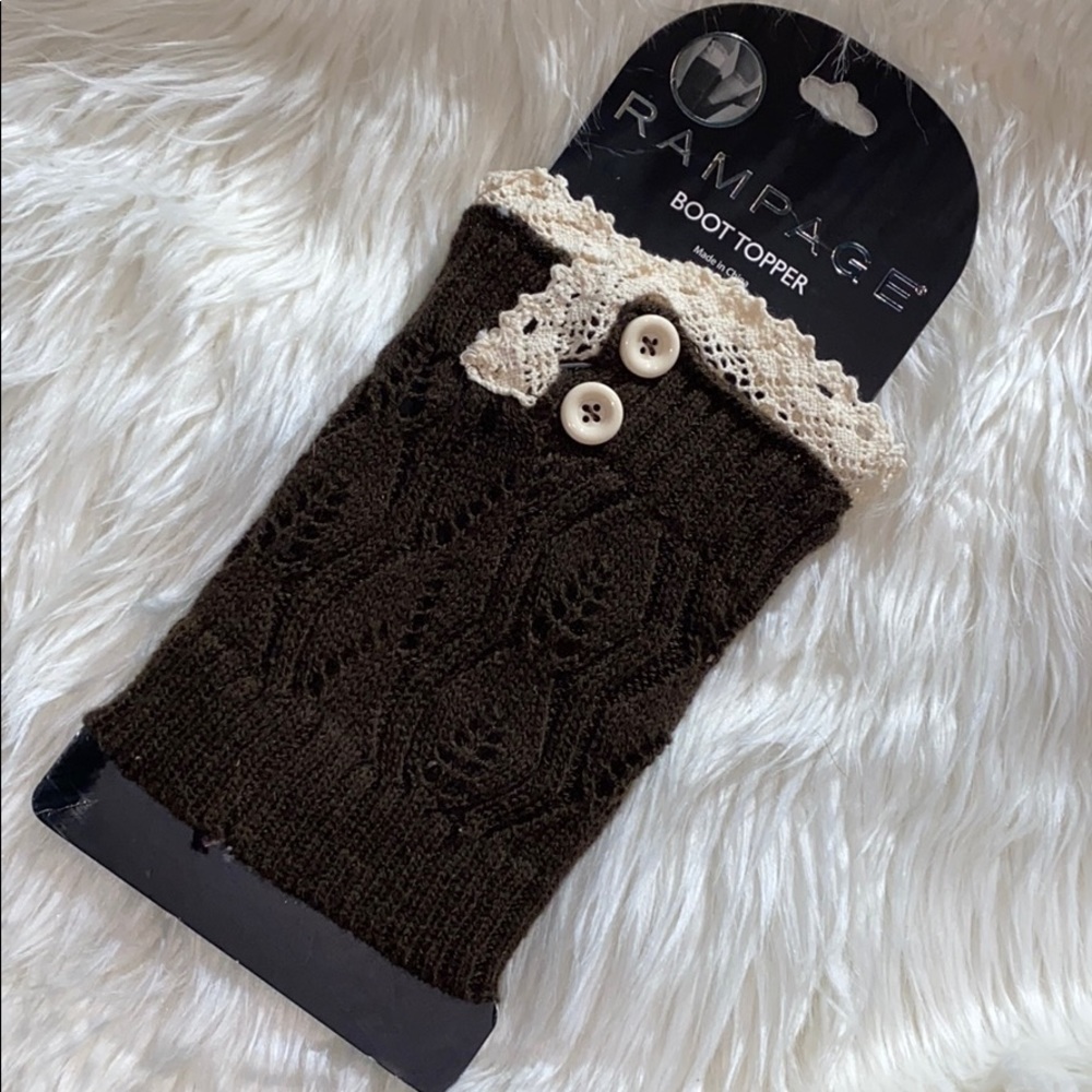 Women’s Dark Brown & Cream Lace Boot Topper Socks
